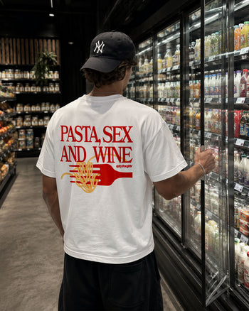 Heavy Oversized Tee - Pasta Sex and Wine