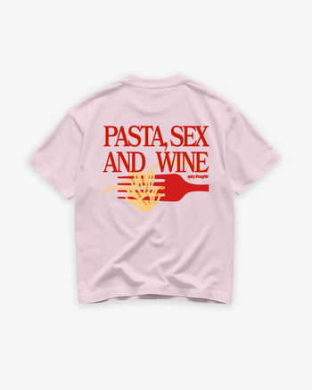 Heavy Oversized Tee - Pasta Sex and Wine