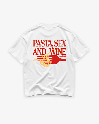 Heavy Oversized Tee - Pasta Sex and Wine