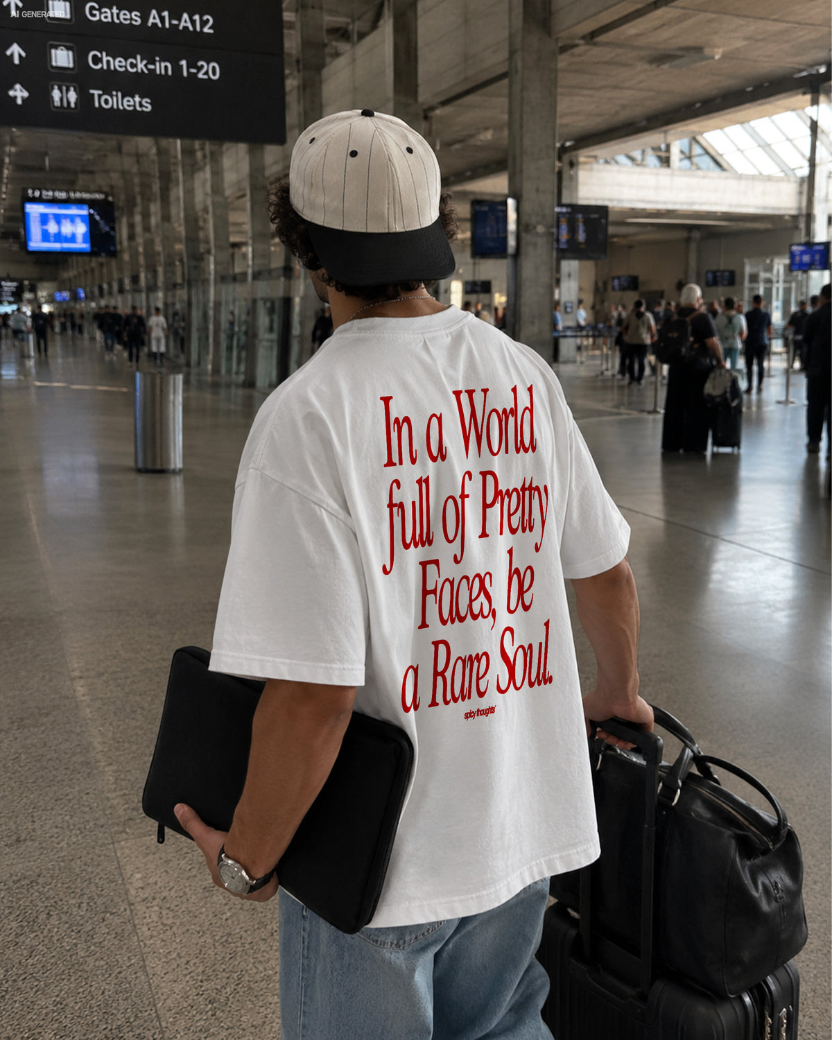 Heavy Oversized Tee - In a World Full of Pretty Faces, Be a Rare Soul
