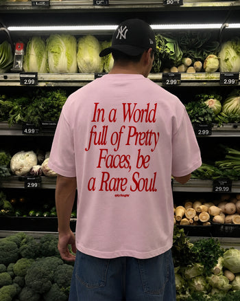 Heavy Oversized Tee - In a World Full of Pretty Faces, Be a Rare Soul