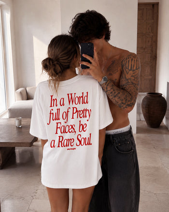 Heavy Oversized Tee - In a World Full of Pretty Faces, Be a Rare Soul