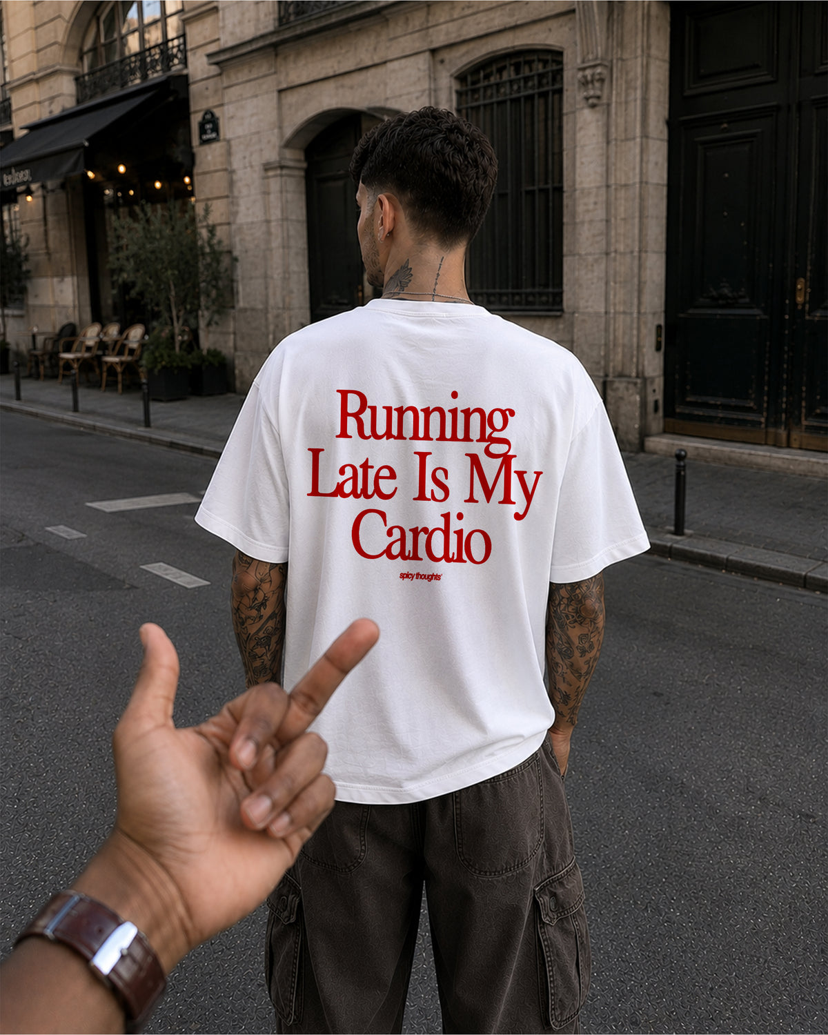 Heavy Oversized Tee - Running Late Is My Cardio