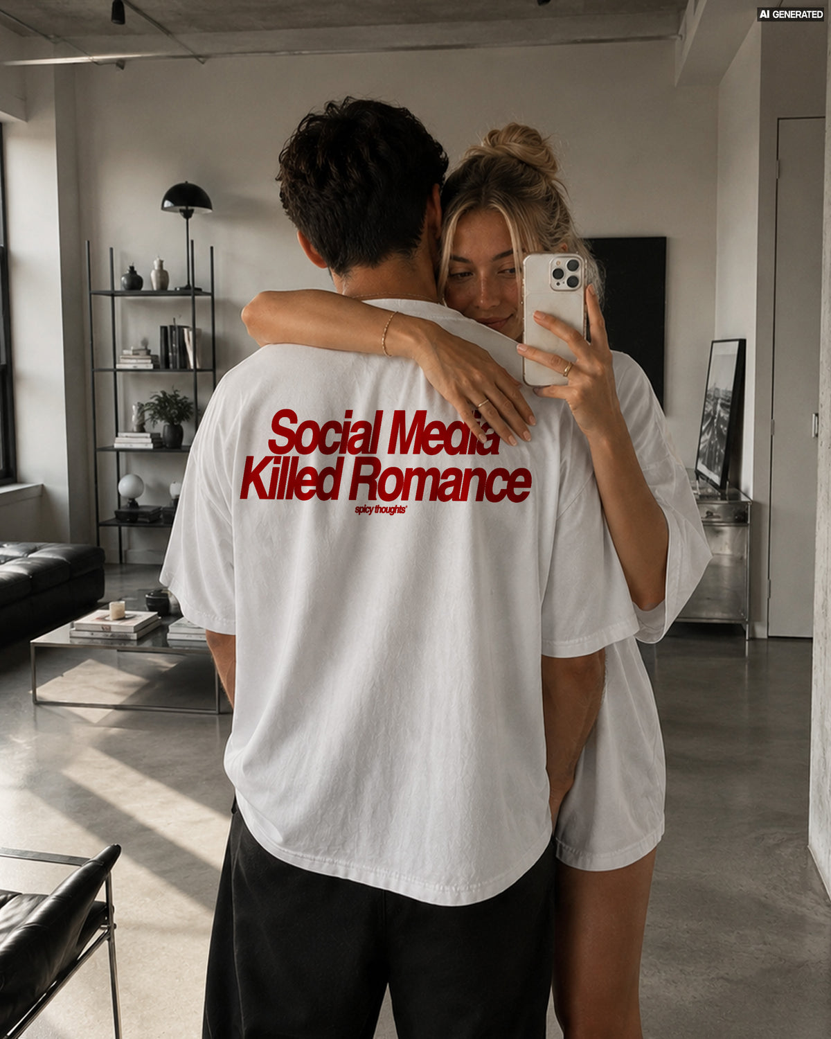 Heavy Oversized Tee - Social Media Killed Romance