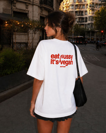 Heavy Oversized Tee - Eat P*ssy It's Vegan