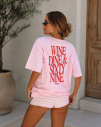 Heavy Oversized Tee - Wine Dine & Sixty Nine