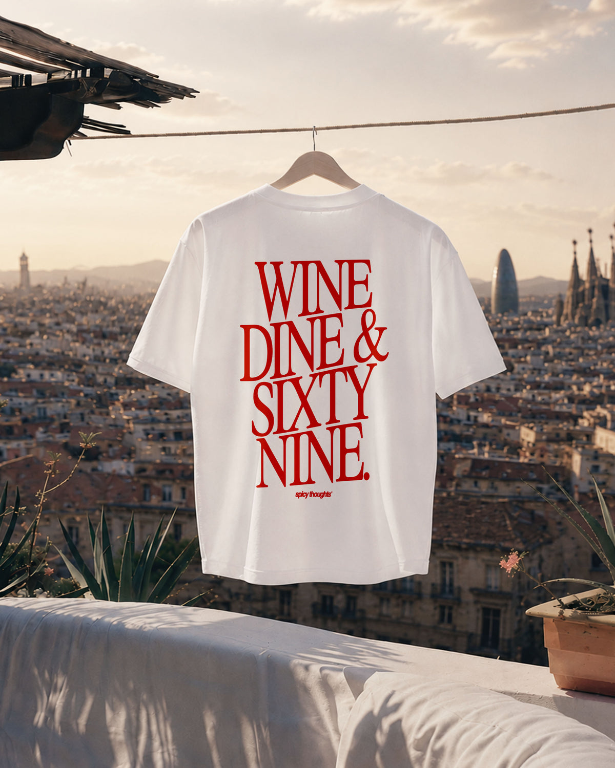Heavy Oversized Tee - Wine Dine & Sixty Nine