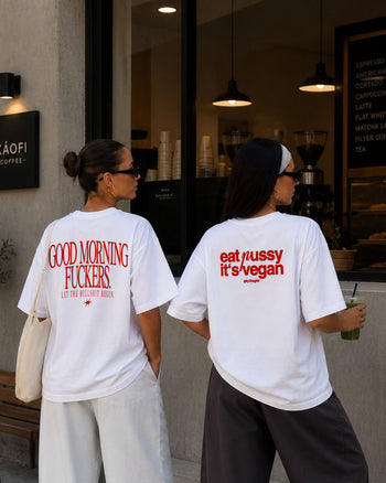 Heavy Oversized Tee - Eat P*ssy It's Vegan