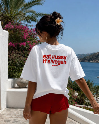 Heavy Oversized Tee - Eat P*ssy It's Vegan