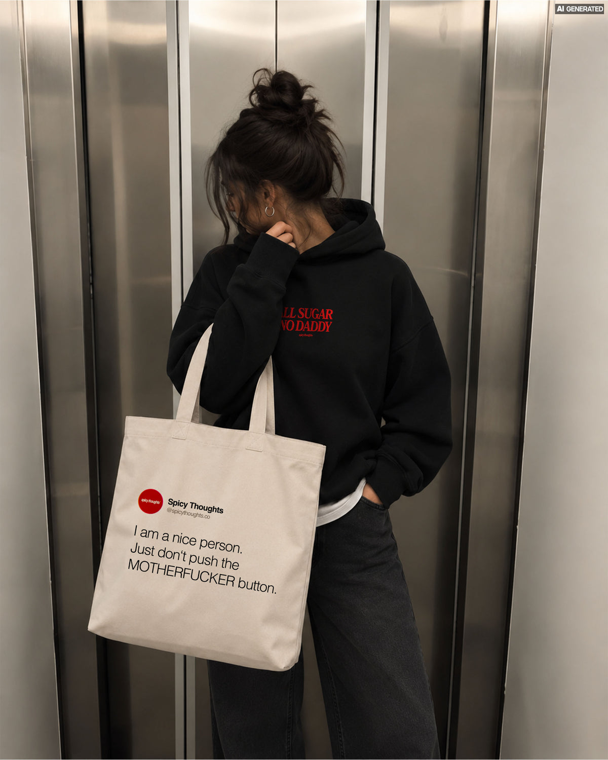 Tote Bag - I am a nice person. Just don’t push the motherfucker button