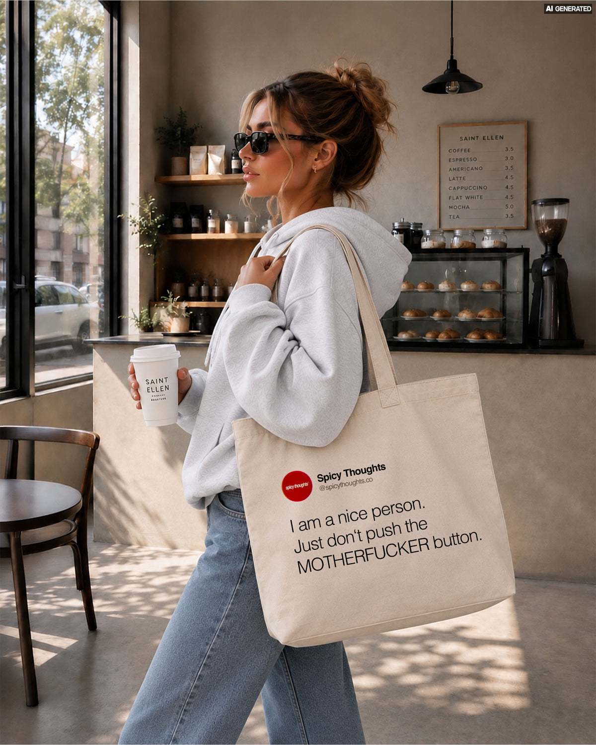 Tote Bag - I am a nice person. Just don’t push the motherfucker button