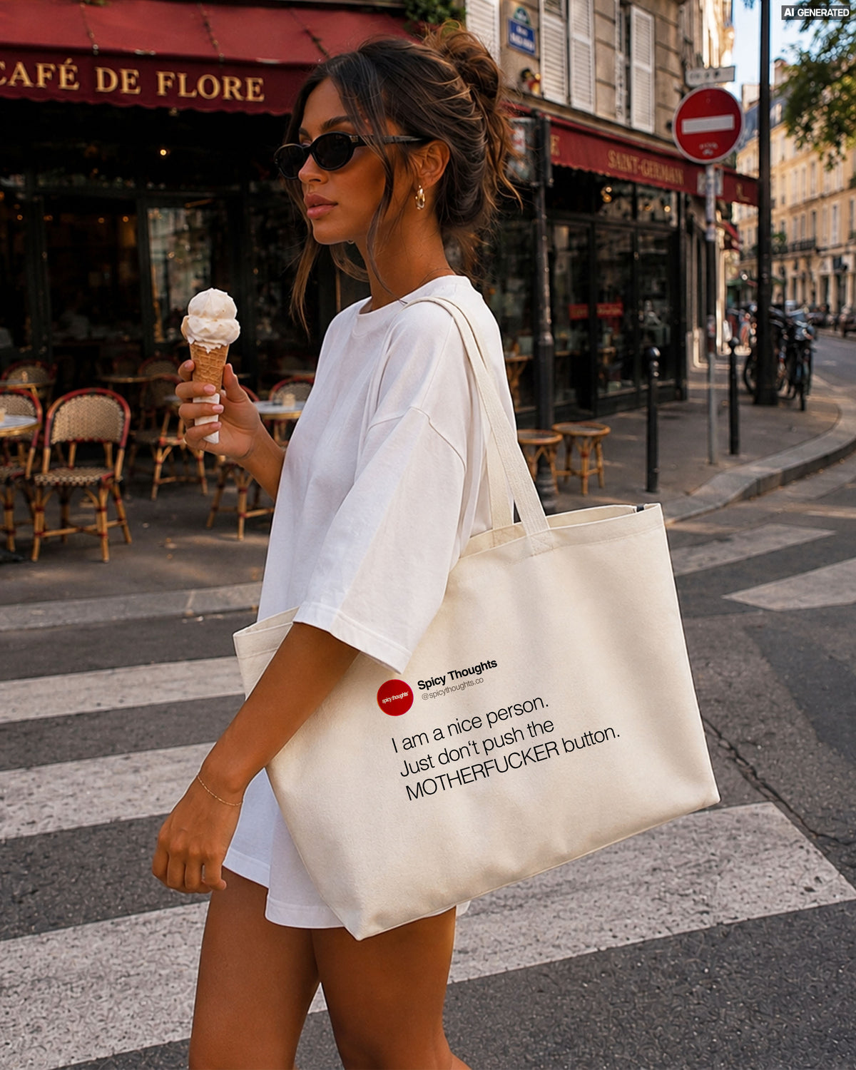 Tote Bag - I am a nice person. Just don’t push the motherfucker button