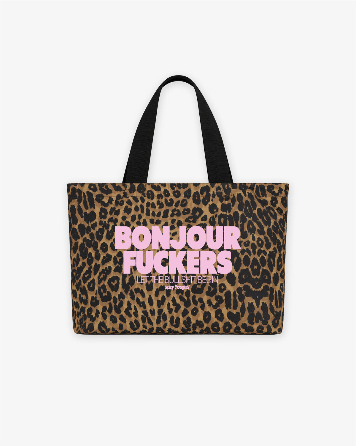 Premium Tote Bag Leopard - Bonjour Fuckers PINK