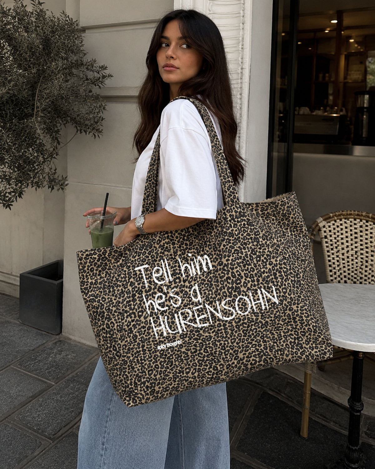 Tote Bag Leopard - Tell Him He’s A Hurensohn