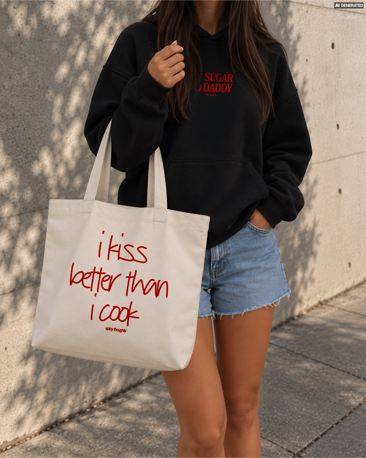 Tote Bag - I kiss better than I cook.