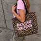 Premium Tote Bag Leopard - Fuck Your Bad Vibes