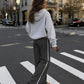 Wide Leg Track Pants Side Stripe
