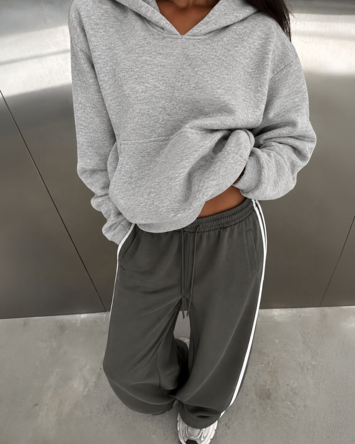 Wide Leg Track Pants Side Stripe