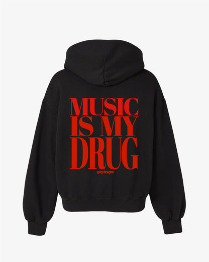 Oversized Hoodie Black - Music is my Drug