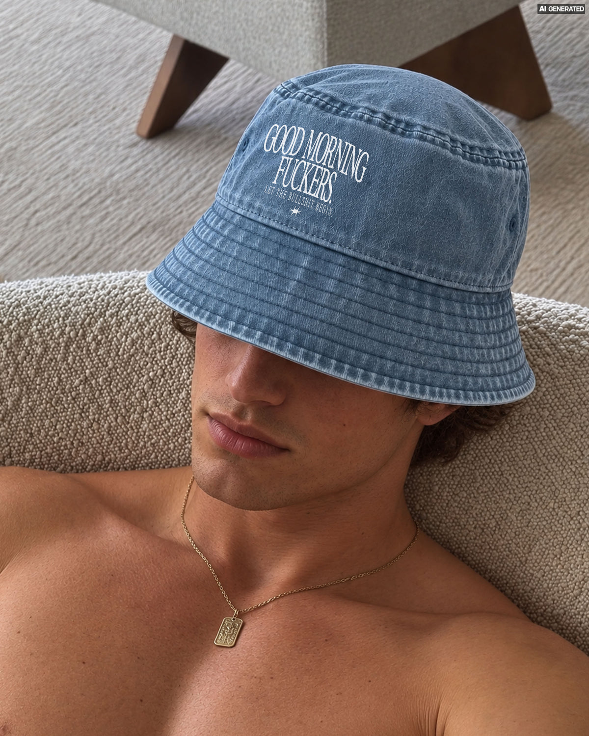 Bucket Hat Washed - Good Morning Fuckers