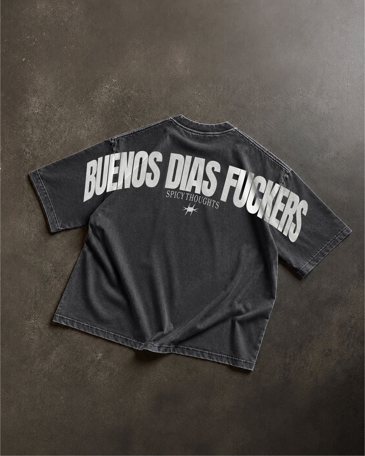 Heavy Oversized Tee Washed - Buenos Dias Fuckers Back Arch