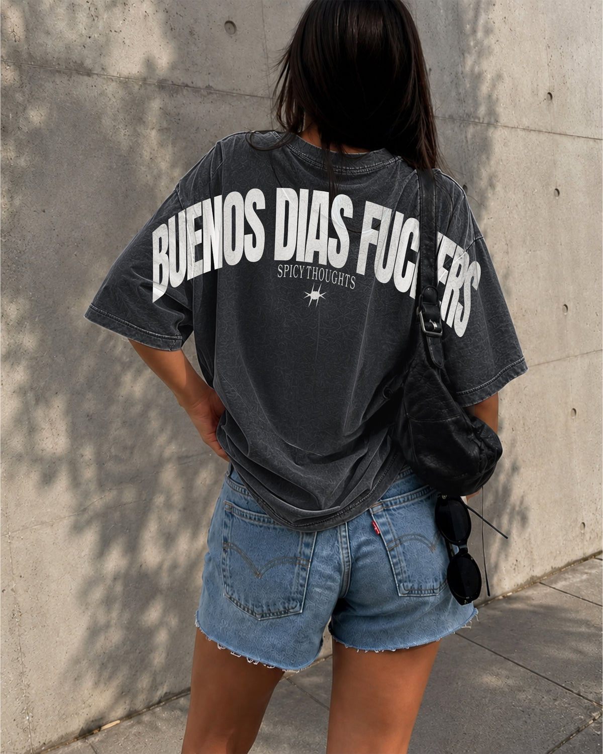 Heavy Oversized Tee Washed - Buenos Dias Fuckers Back Arch
