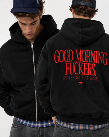 Oversized Zip Hoodie - Good Morning Fuckers