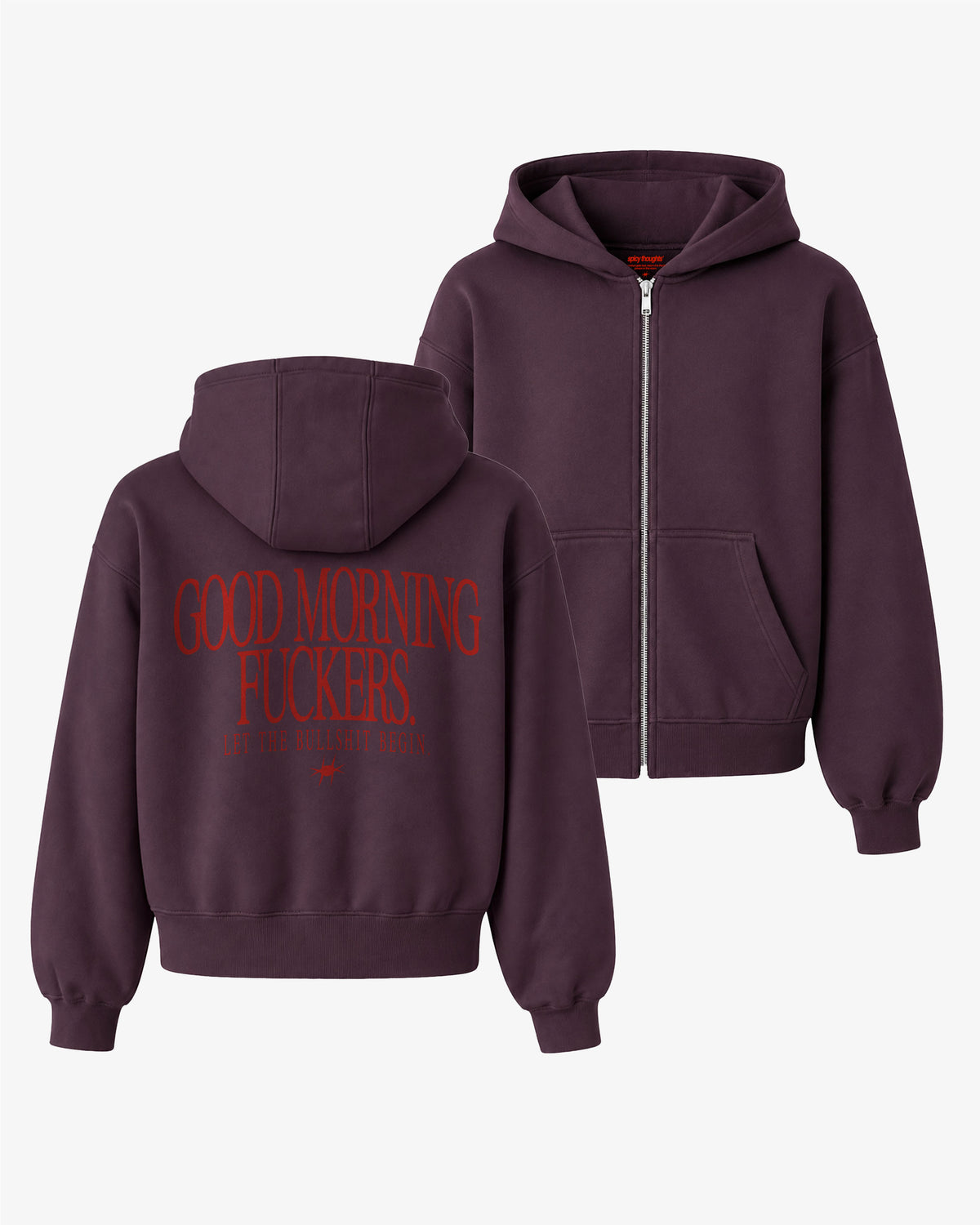 Oversized Zip Hoodie - Good Morning Fuckers