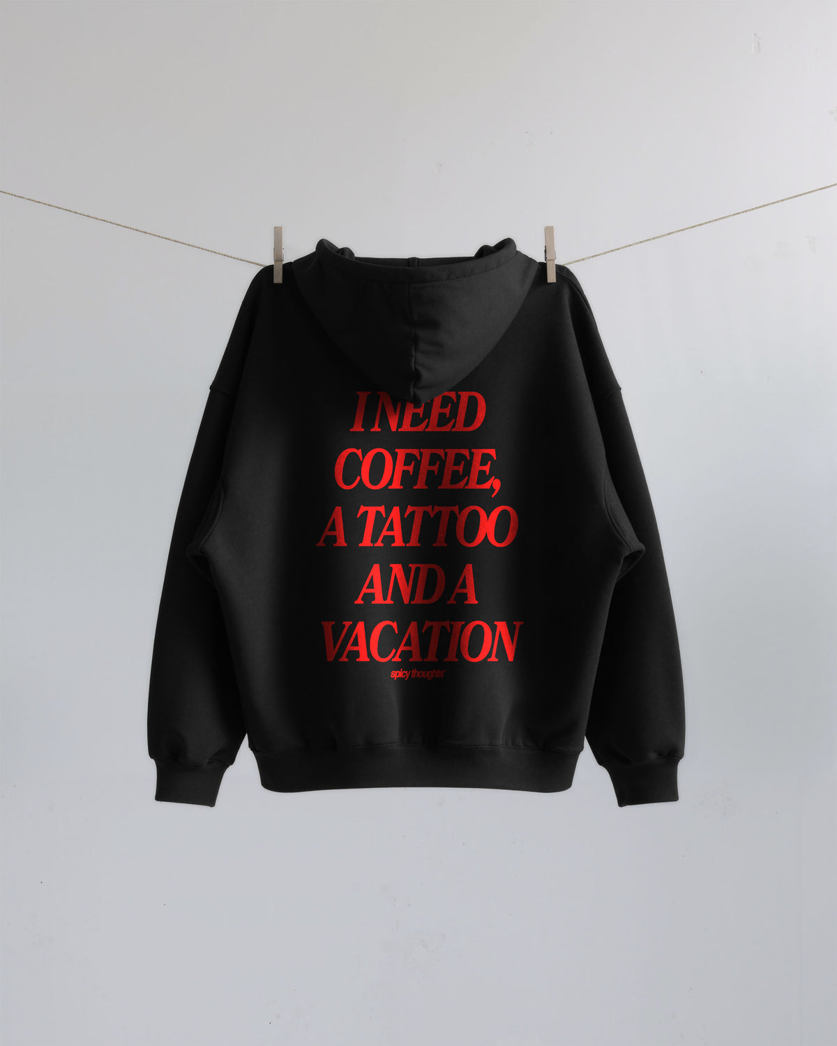 Oversized Zip Hoodie - I Need Coffee, a Tattoo and a Vacation