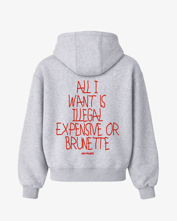 Oversized Hoodie - All I Want Is Illegal, Expensive or Brunette Handwritten