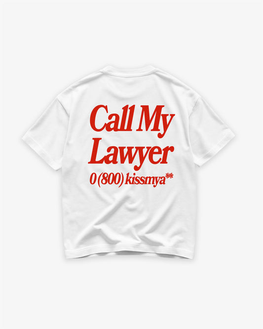Heavy Oversized Tee White - Call My Lawyer