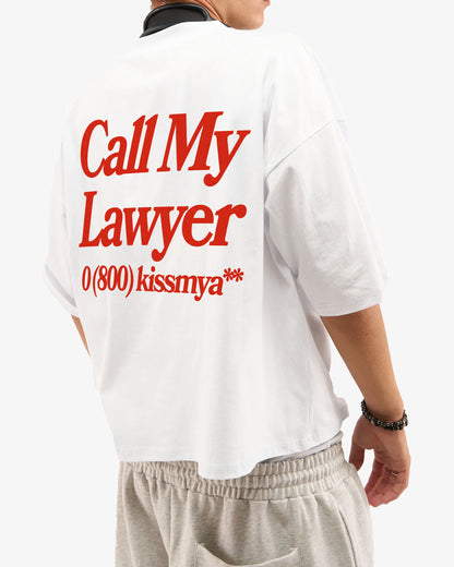 Heavy Oversized Tee White - Call My Lawyer