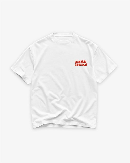 Heavy Oversized Tee White - Cool Kids Think Loud
