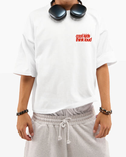 Heavy Oversized Tee White - Cool Kids Think Loud