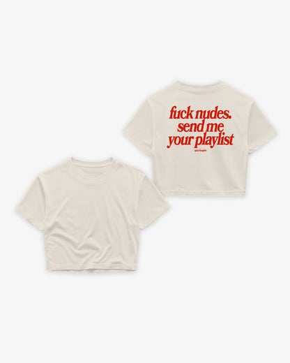 Oversize Cropped Tee - Send Me Your Playlist