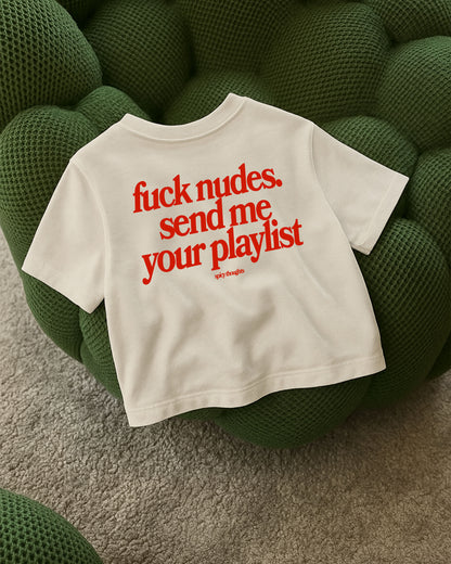 Oversize Cropped Tee - Send Me Your Playlist