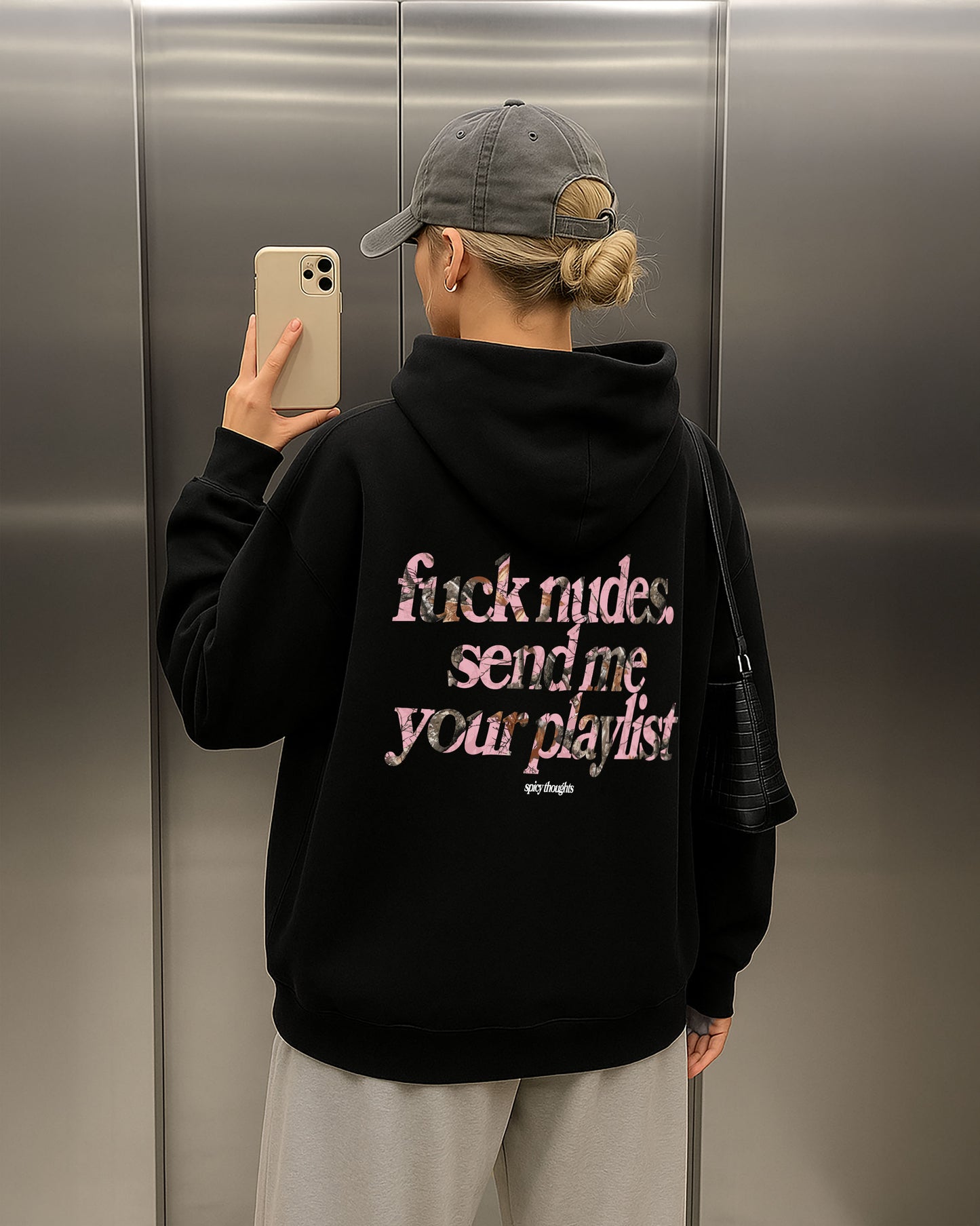 Oversized Hoodie Black - Send Me Your Playlist