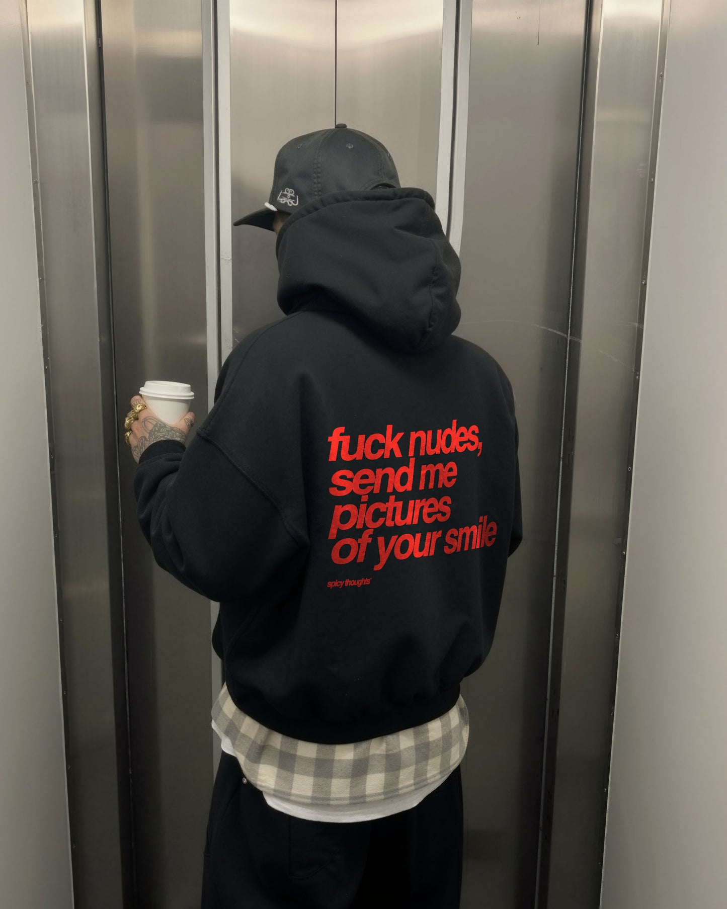 Oversized Hoodie - Fuck Nudes, Send Me Pictures of Your Smile
