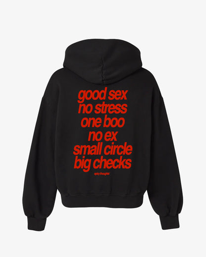 Oversized Hoodie Black - Small Circle Big Checks
