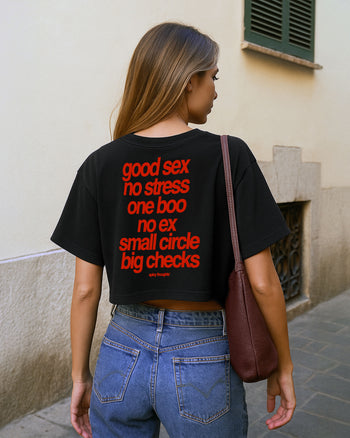 Oversize Cropped Tee - Small Circle Big Checks
