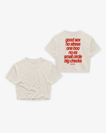 Oversize Cropped Tee - Small Circle Big Checks