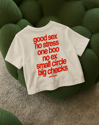Oversize Cropped Tee - Small Circle Big Checks