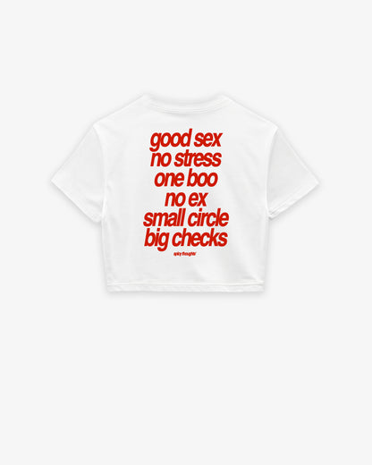 Oversize Cropped Tee - Small Circle Big Checks