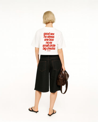 Oversize Cropped Tee - Small Circle Big Checks