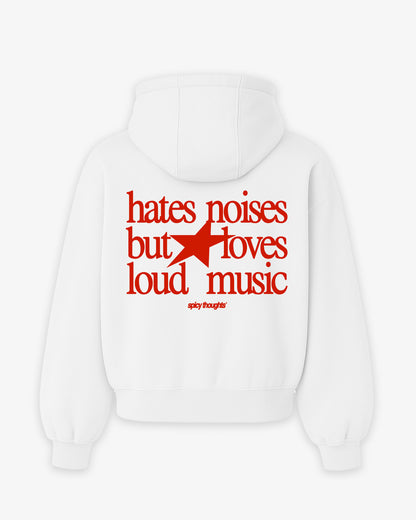 Oversized Hoodie - Hates Noises But Loves Loud Music