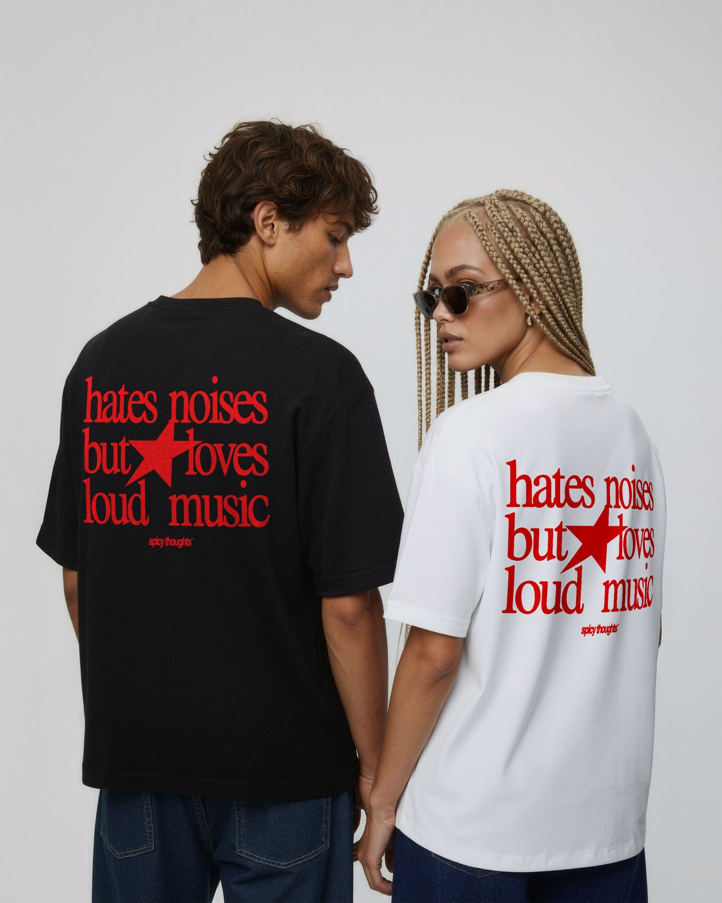 Heavy Oversized Tee - Hates Noises But Loves Loud Music