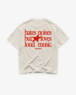 Heavy Oversized Tee - Hates Noises But Loves Loud Music