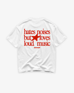 Heavy Oversized Tee - Hates Noises But Loves Loud Music