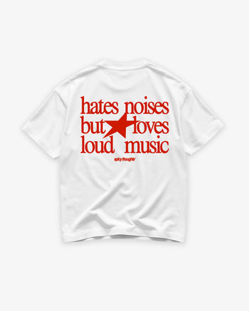 Heavy Oversized Tee - Hates Noises But Loves Loud Music