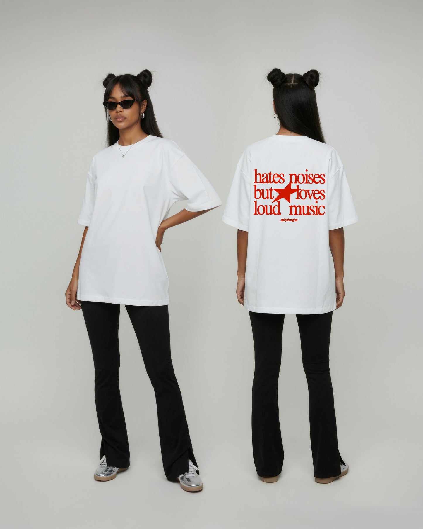Heavy Oversized Tee - Hates Noises But Loves Loud Music